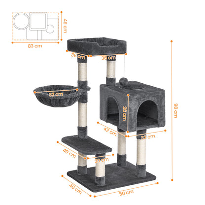 Cat Tree Large 4-Story Climbing Tower Kitten Scratching Post Pet Activity Center