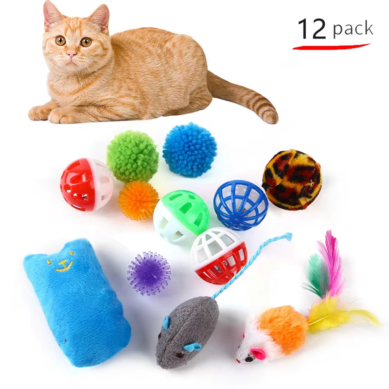 Pet Cat Toys Combination Set Kitten Toys Variety Pack- Cat Toy Sisal Mouse Bell Ball Cat Supplies