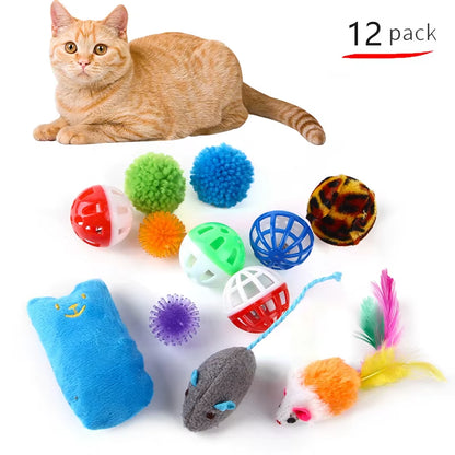 Pet Cat Toys Combination Set Kitten Toys Variety Pack- Cat Toy Sisal Mouse Bell Ball Cat Supplies