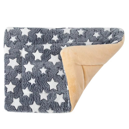 Pet Sleeping Mat Dog Bed Cat Bed Soft Fur Thickened Blanket Pad Velvet Household Washable Warm Footprint Star Pattern Blanket