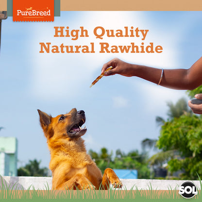 50Pk Dog Chews Treats Rawhide Twists Sticks Wrapped in Chicken Meat Healthy Food