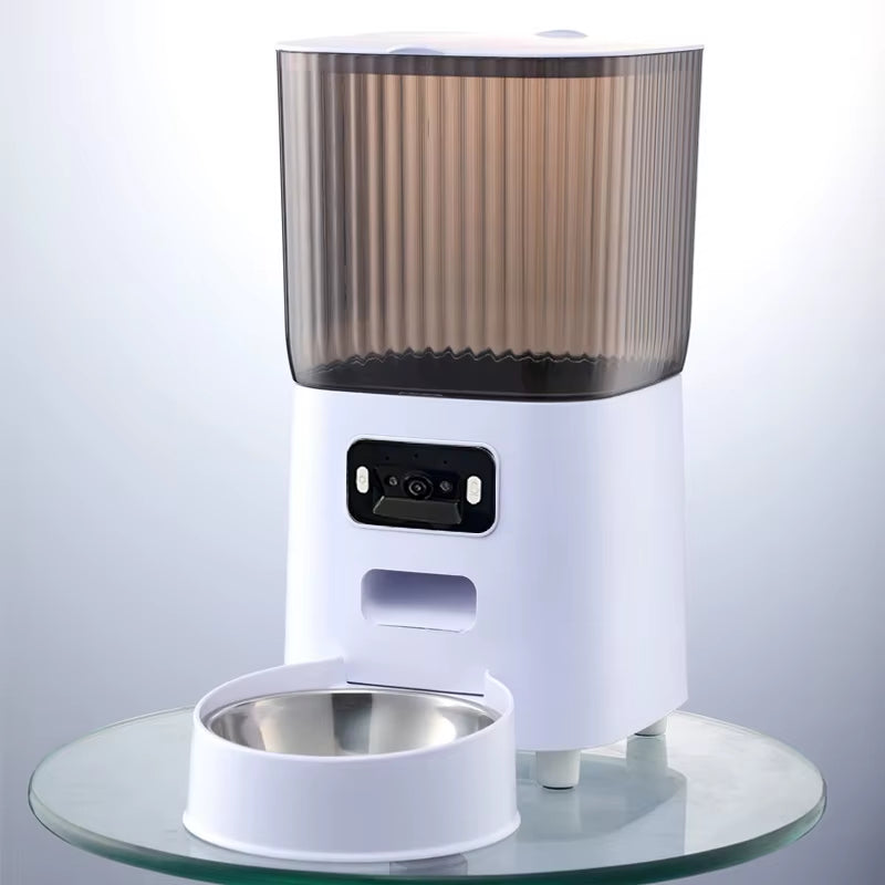5L Double Bowls Smart Automatic Cat Feeder with Camera Cat Dry Food Video Dispenser Pet Smart Voice Recorder Auto Feeder for Dog