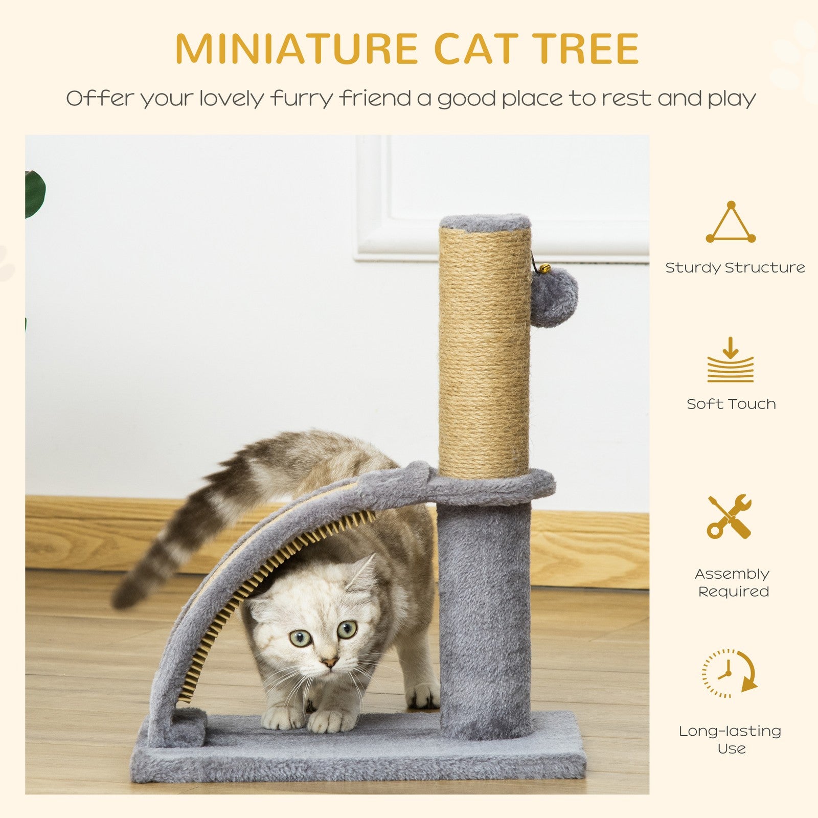 Cat Tree Activity Center with Scratching Massage Board Hanging Ball