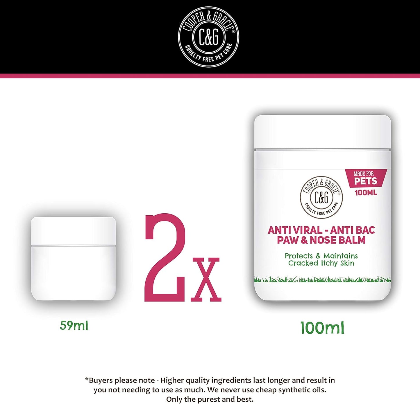 Cooper and Gracie Dog Paw and Nose Balm 100ML - Instantly Soothe Cracked, Itchy Skin and Paws | Antifungal, Cruelty-Free Formula | Best Grooming for Dogs