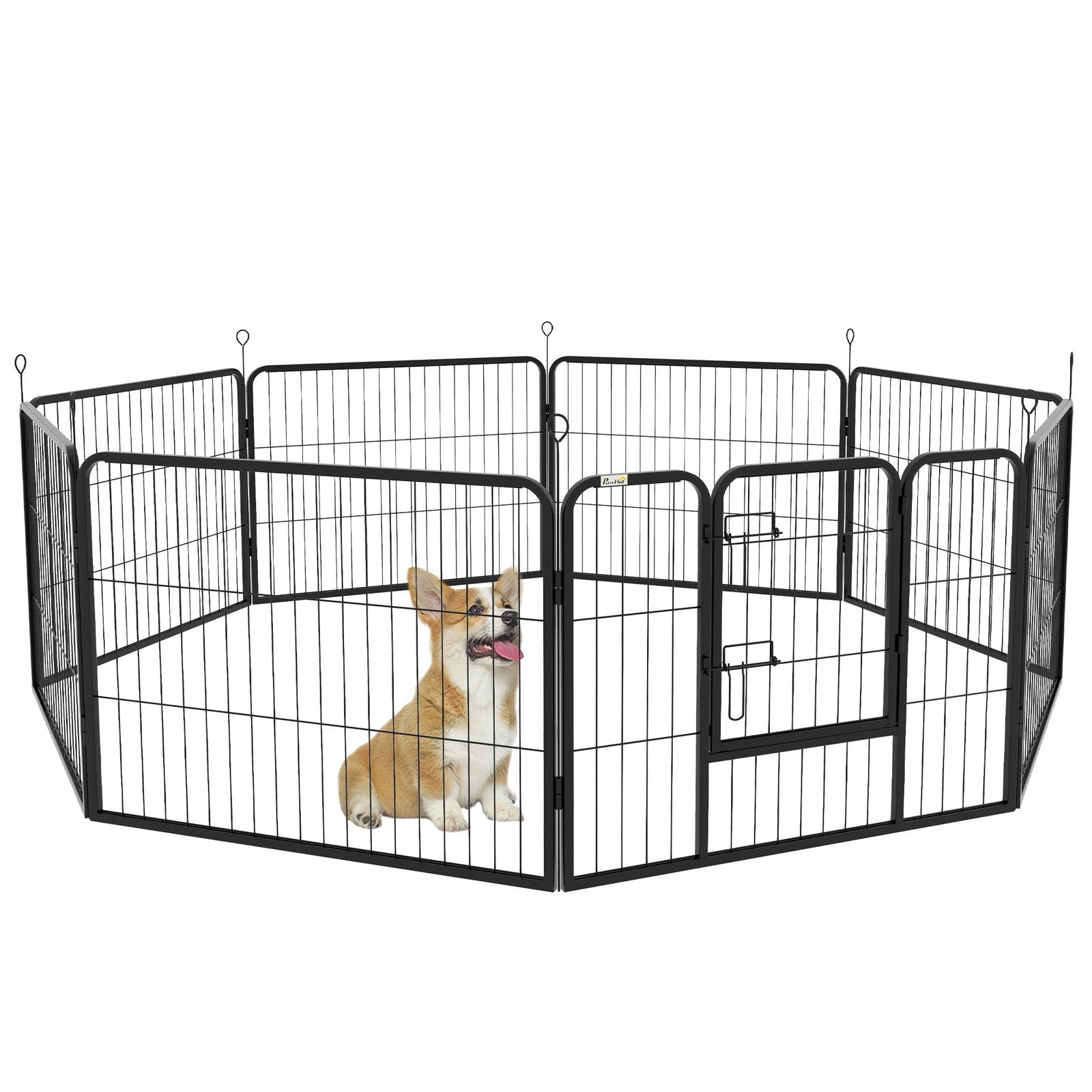 Pawhut Pet Pen Guinea Dog Pig Puppy Playpen Play House Steel Hutch Metal Grey