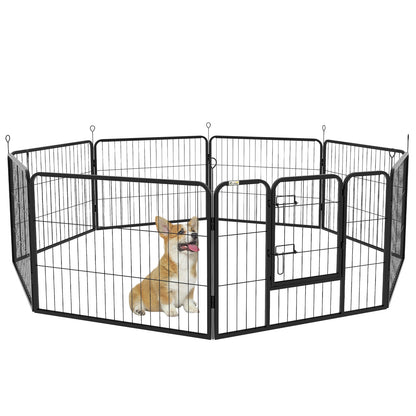 Pawhut Pet Pen Guinea Dog Pig Puppy Playpen Play House Steel Hutch Metal Grey