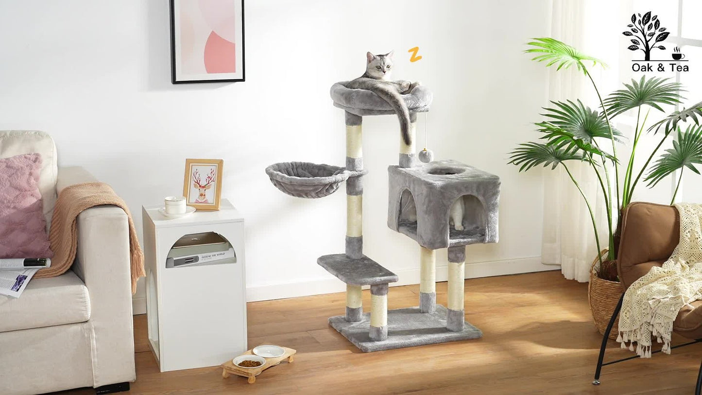 Cat Tree Large 4-Story Climbing Tower Kitten Scratching Post Pet Activity Center