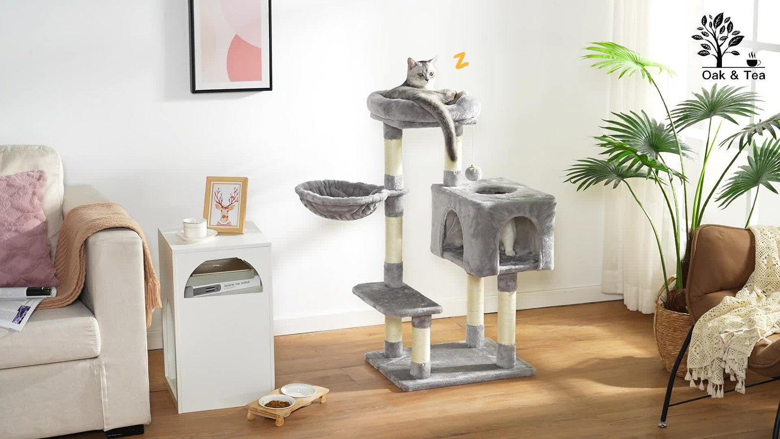 Cat Tree Large 4-Story Climbing Tower Kitten Scratching Post Pet Activity Center
