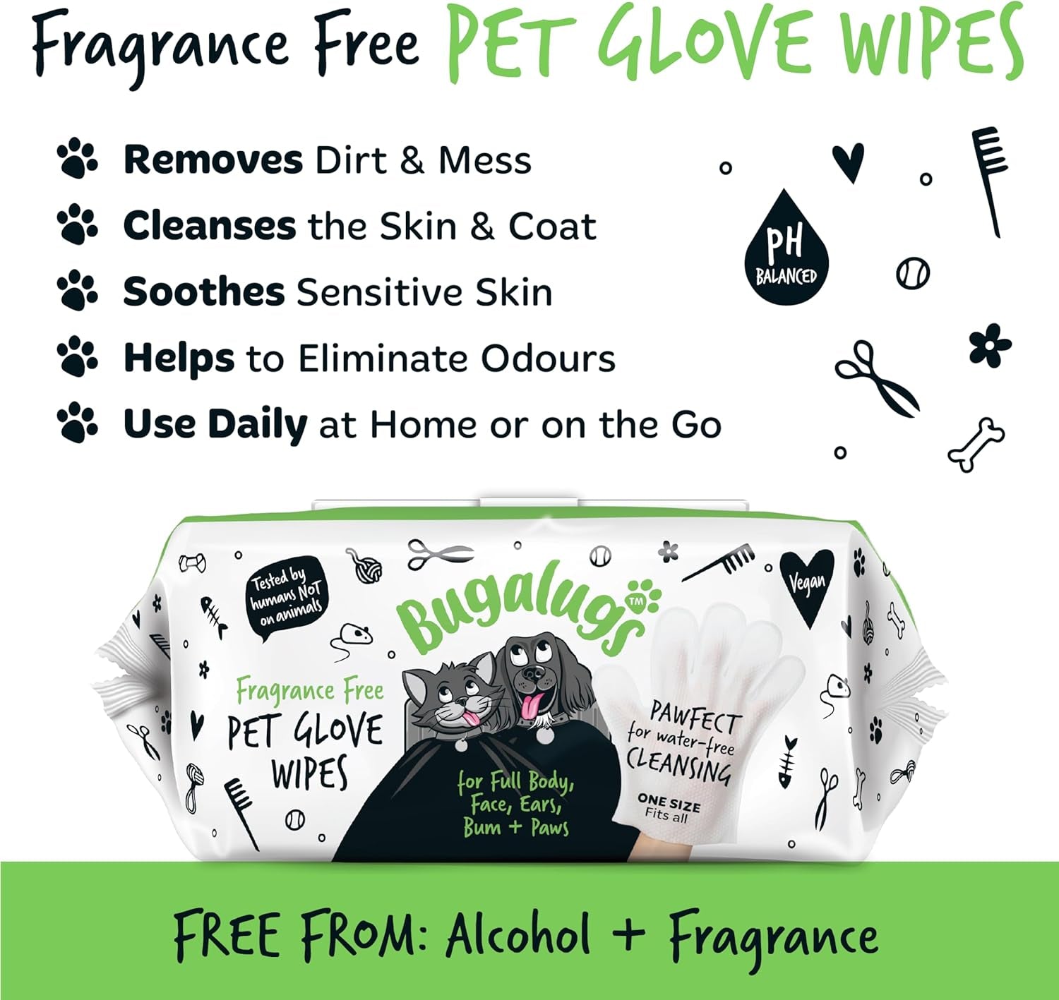 Dog Glove Wipes, Pet Wipes for Full Body, Eye Wipes, Ear Wipes, Bum & Paws. 30 Sensitive Dog Grooming Glove Wipes for Dogs, Puppy & Cat Grooming, One Size Fits All (Fragrance Free)