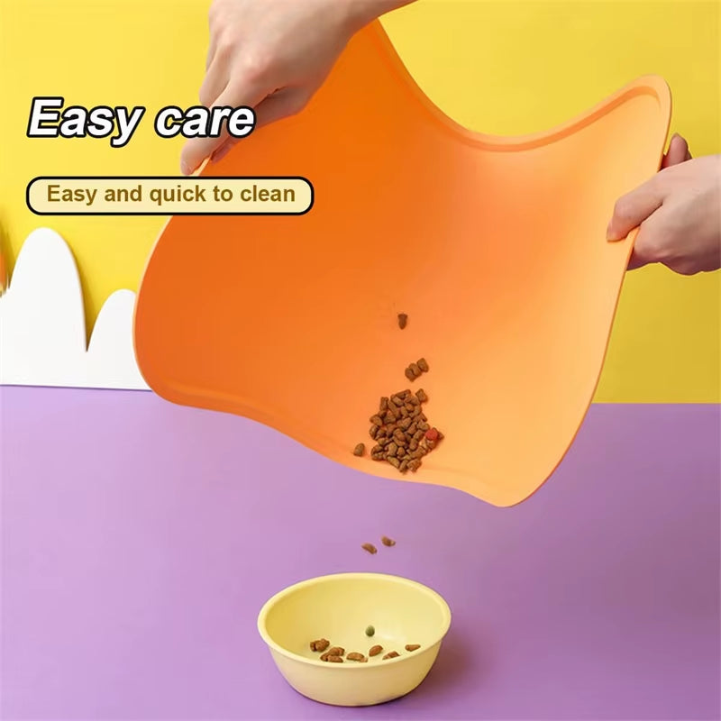 Organic Silicone Anti-Spill Waterproof Easy to Clean Pet Mat, for Cats and Dogs Eat Anti-Spill, Portable Outdoor Feeding