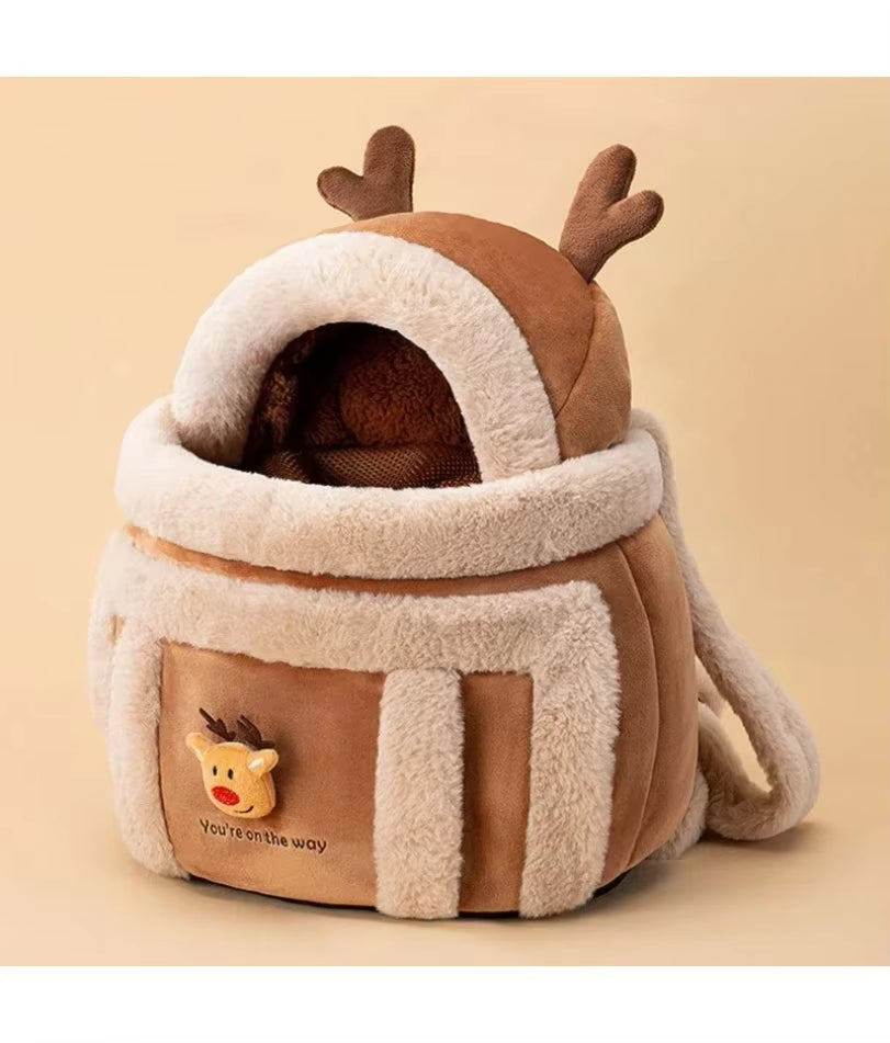 Furry Warm Cat Carrier Portable Pet Travel Bag Luxury Outdoor Handbag Car Seat Winter Cozy Nest for Puppy Kitten Transport