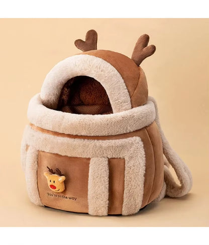Furry Warm Cat Carrier Portable Pet Travel Bag Luxury Outdoor Handbag Car Seat Winter Cozy Nest for Puppy Kitten Transport