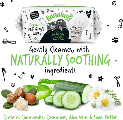 Dog Glove Wipes, Pet Wipes for Full Body, Eye Wipes, Ear Wipes, Bum & Paws. 30 Sensitive Dog Grooming Glove Wipes for Dogs, Puppy & Cat Grooming, One Size Fits All (Fragrance Free)