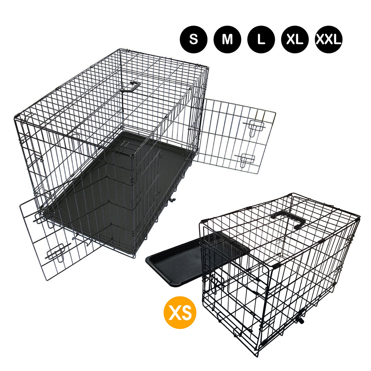 Metal Dog Cage Puppy Animal Training Kennel Pet Carrier Crates 24"-48" Black