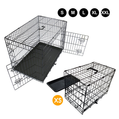 Metal Dog Cage Puppy Animal Training Kennel Pet Carrier Crates 24"-48" Black