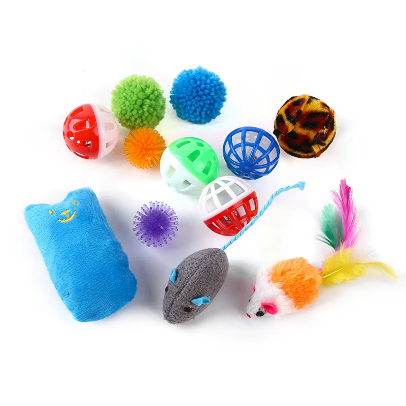 Pet Cat Toys Combination Set Kitten Toys Variety Pack- Cat Toy Sisal Mouse Bell Ball Cat Supplies