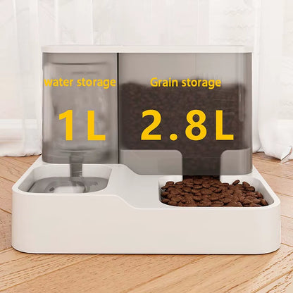 OUZEY Automatic Feeder Cat Dog Food Bowl with Water Fountain Pet Items Large Capacity Raised Stand Dish Bowl for Cat Drinker