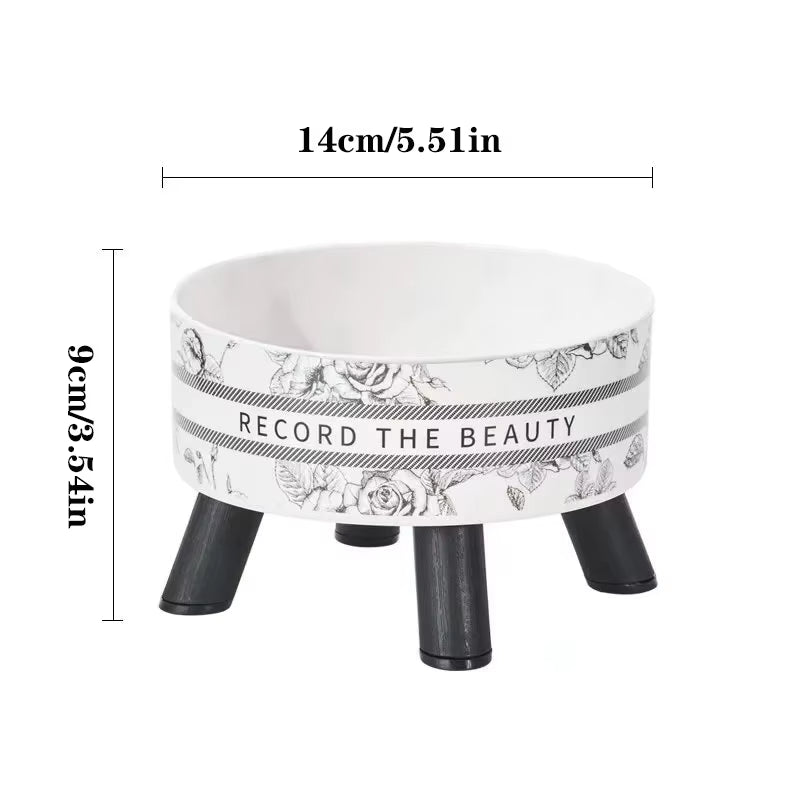 Cat Bowl Anti-Knockover Stainless Steel Feeding and Water Bowl High Foot Large Mouth Pet Cat and Dog Food Utensil Flower Shape