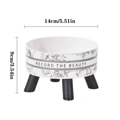 Cat Bowl Anti-Knockover Stainless Steel Feeding and Water Bowl High Foot Large Mouth Pet Cat and Dog Food Utensil Flower Shape