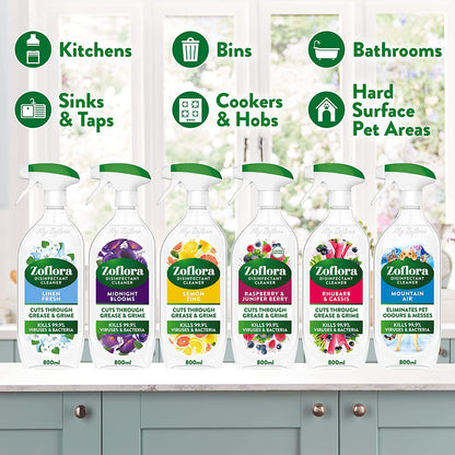 Zoflora - Mountain Air Multipurpose Disinfectant Trigger Spray, 1 X 800Ml, Antibacterial Multi-Surface Cleaner, Pet-Safe, Kills 99.9% of Bacteria & Viruses.