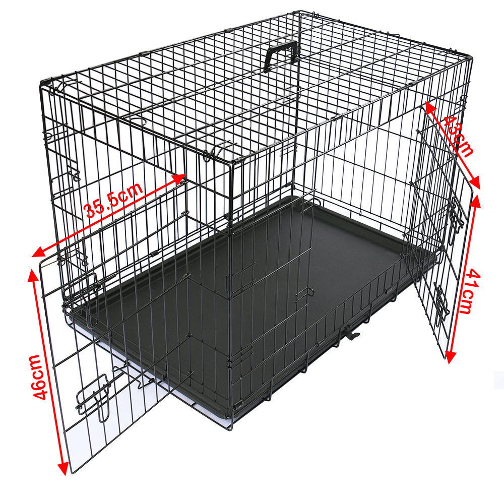 Metal Dog Cage Puppy Animal Training Kennel Pet Carrier Crates 24"-48" Black