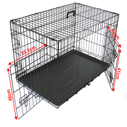 Metal Dog Cage Puppy Animal Training Kennel Pet Carrier Crates 24"-48" Black