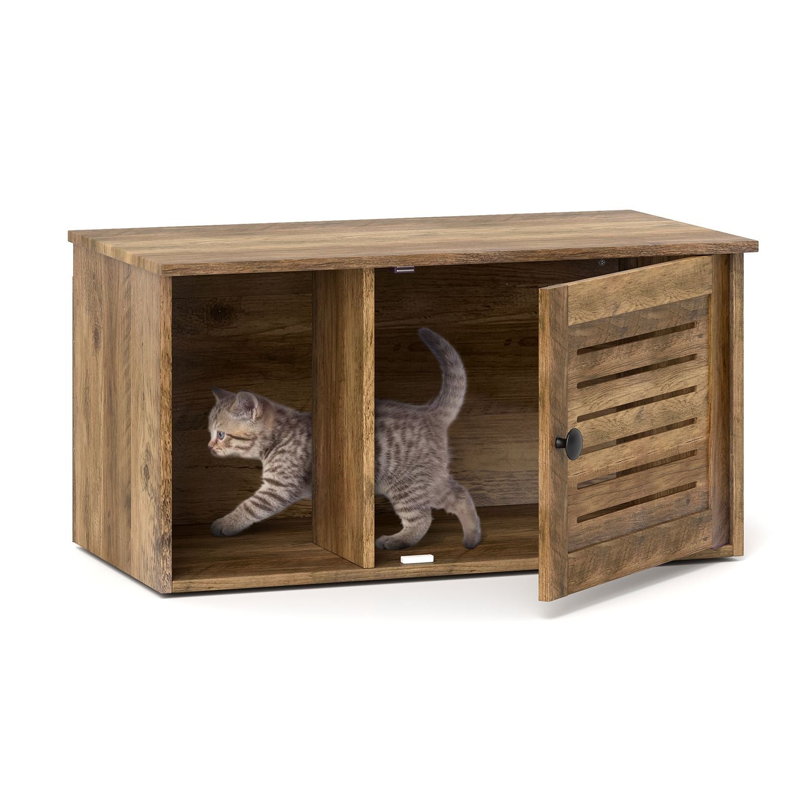 Cat Litter Box Enclosure Hidden Cat Washroom with Winding Entry