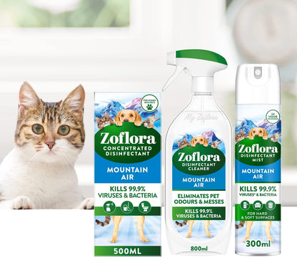 Zoflora - Mountain Air Multipurpose Disinfectant Trigger Spray, 1 X 800Ml, Antibacterial Multi-Surface Cleaner, Pet-Safe, Kills 99.9% of Bacteria & Viruses.