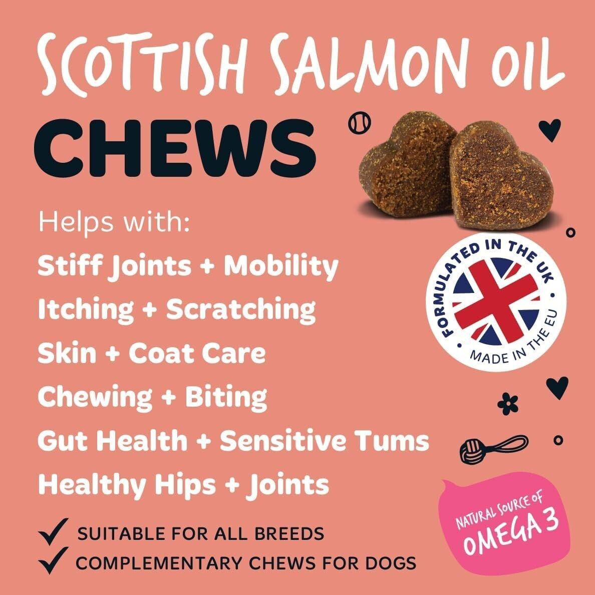 Bugalugs 100% Pure Salmon Oil for Dogs, Cats & Pets 500Ml, Healthy Skin & Coat