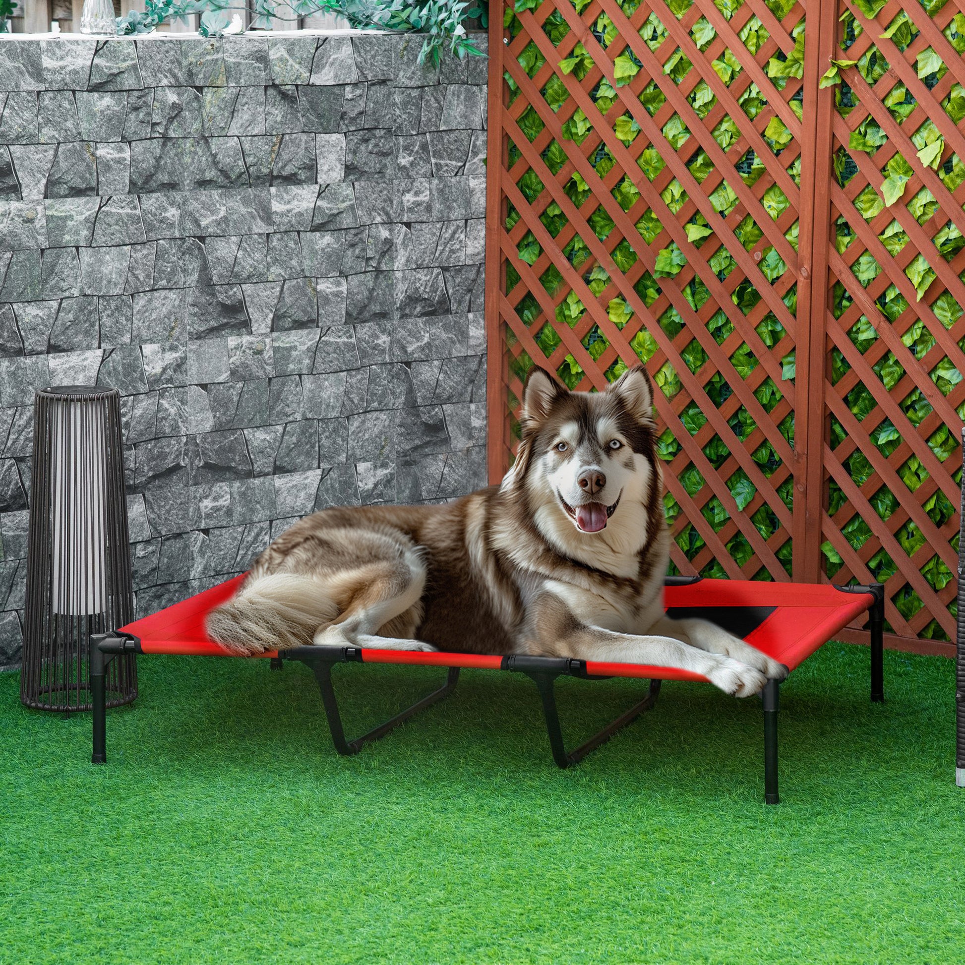 Cooling Elevated Dog Bed Portable Raised Pet Cot for Indoor & Outdoor, Brown