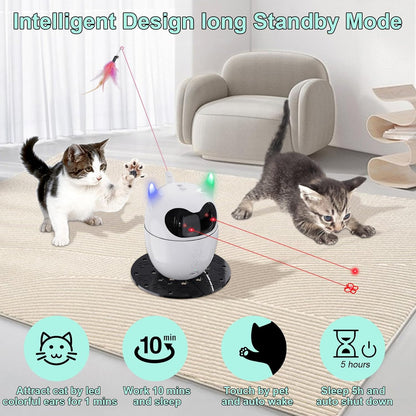 Cat Toy, Automatic & Remote Control, 2In1 Rechargeable - Rotating Feather & Dual Light, Cat Toy for Indoor Cats Kittens