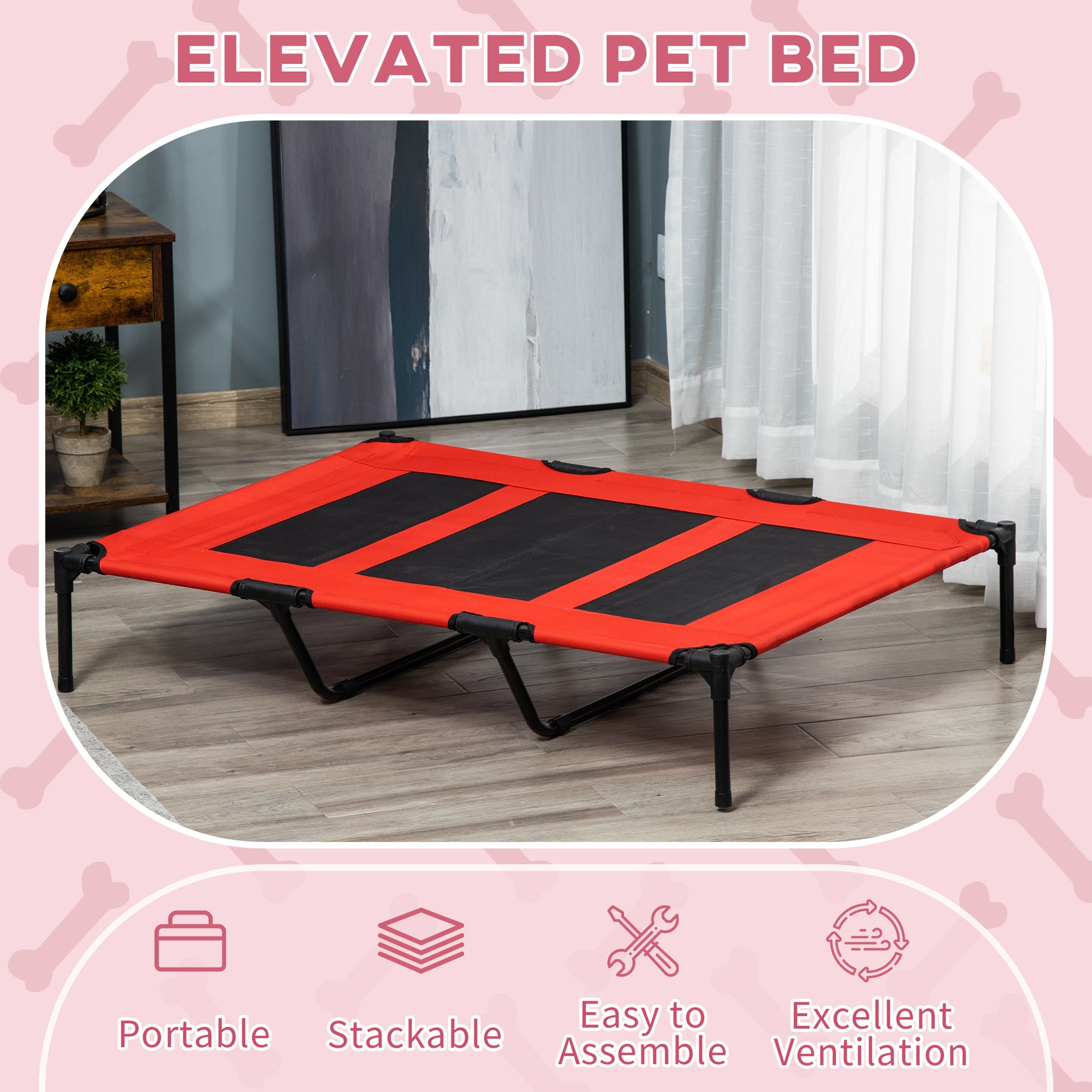 Cooling Elevated Dog Bed Portable Raised Pet Cot for Indoor & Outdoor, Brown