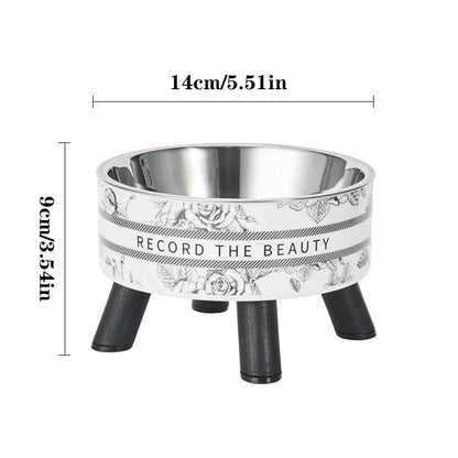 Cat Bowl Anti-Knockover Stainless Steel Feeding and Water Bowl High Foot Large Mouth Pet Cat and Dog Food Utensil Flower Shape