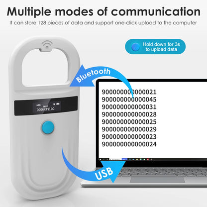 134.2Khz Pet Microchip RFID Reader 125Khz Pet ID Reader Cat Dog Microchip Scanner FDX-B Glass Chip Tag Reader