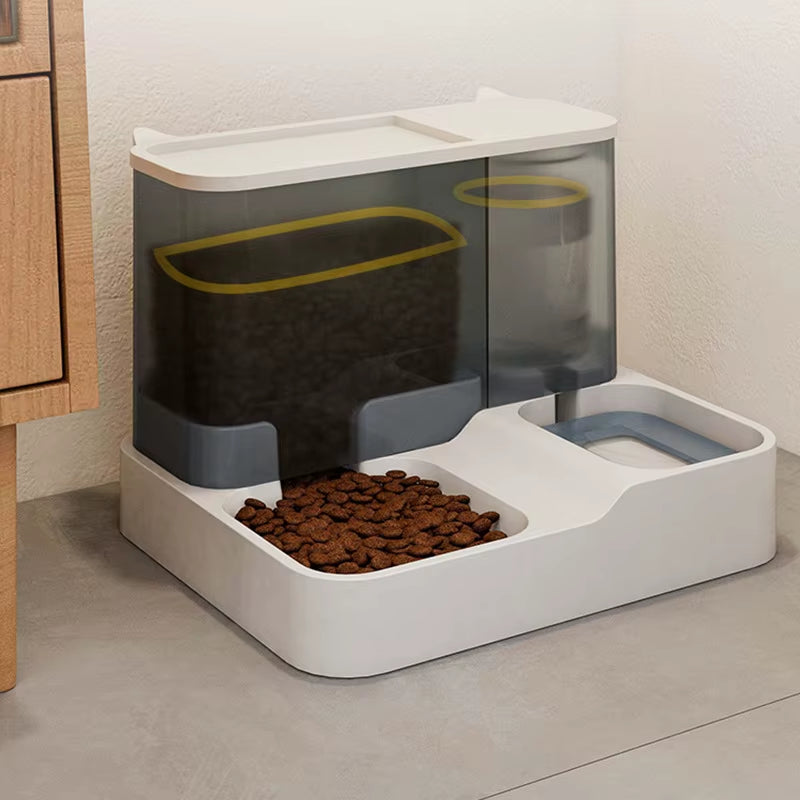 OUZEY Automatic Feeder Cat Dog Food Bowl with Water Fountain Pet Items Large Capacity Raised Stand Dish Bowl for Cat Drinker