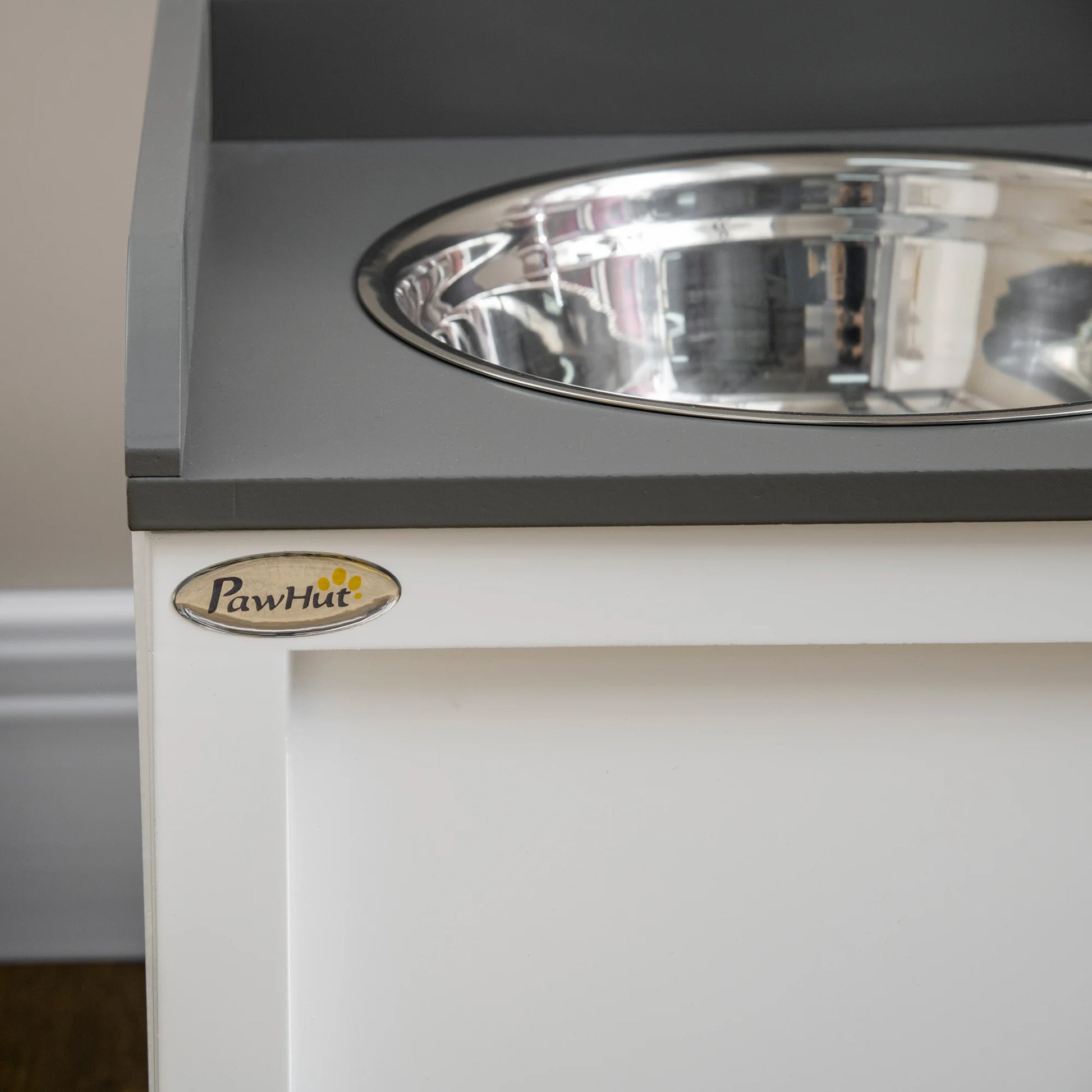 Stainless Steel Raised Dog Bowl W/ 21L Storage Drawer, for Large Dogs
