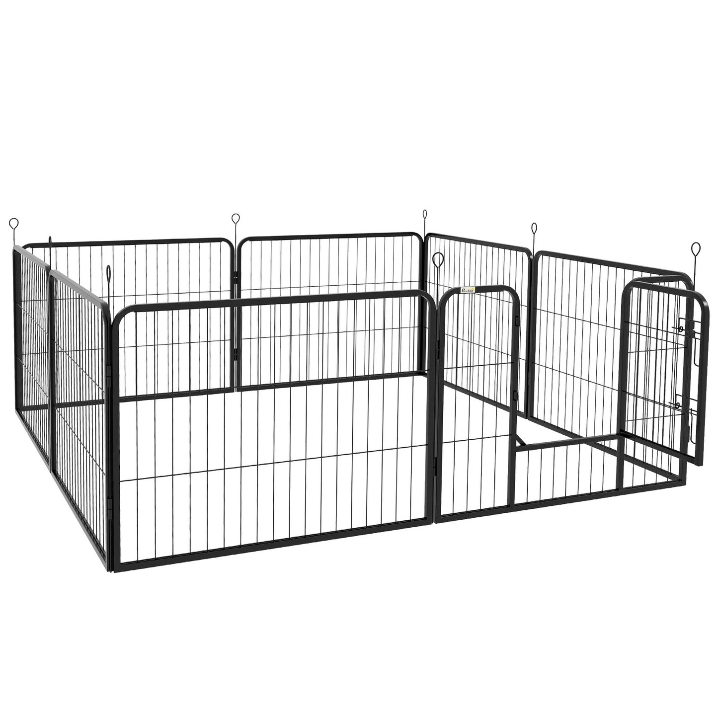 Pawhut Pet Pen Guinea Dog Pig Puppy Playpen Play House Steel Hutch Metal Grey