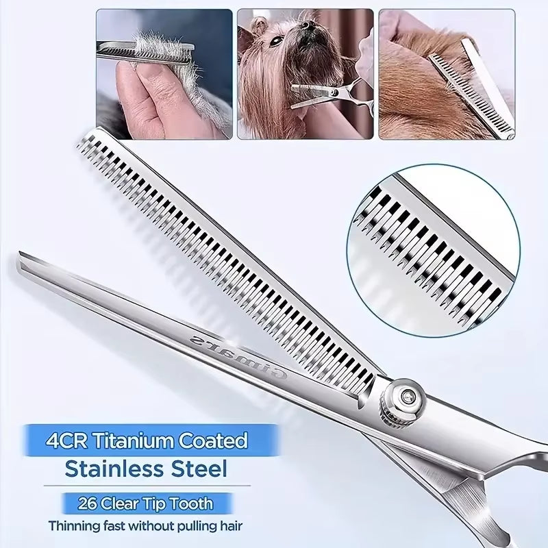 Safe and Precise Professional Pet Grooming Scissors with round Head - Stainless Steel Dog Hair Shears for Effortless Trimming