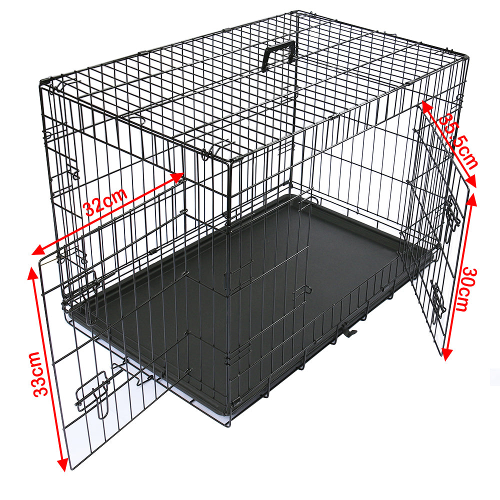Metal Dog Cage Puppy Animal Training Kennel Pet Carrier Crates 24"-48" Black