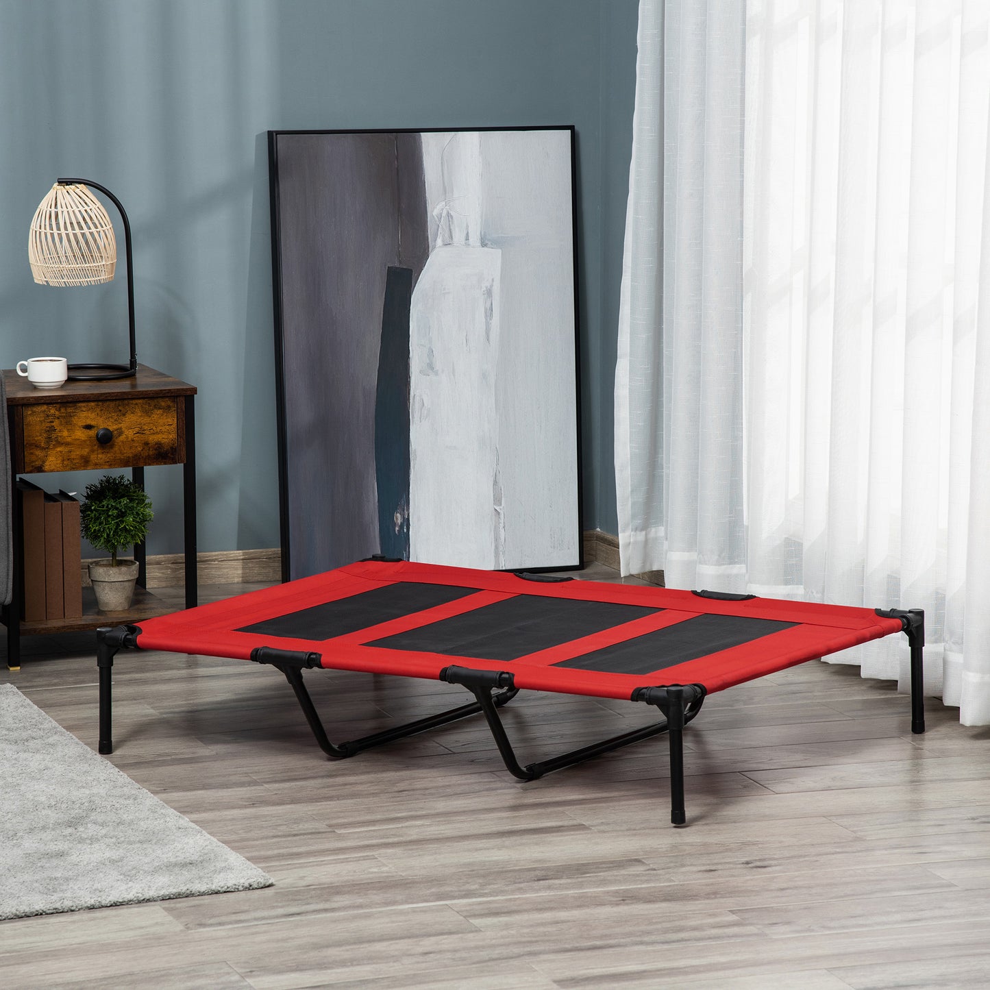 Cooling Elevated Dog Bed Portable Raised Pet Cot for Indoor & Outdoor, Brown