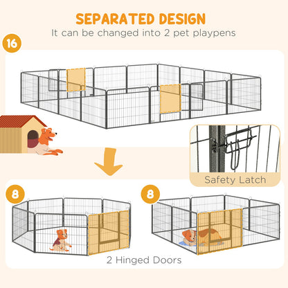 Pawhut 16 Panels Heavy Duty Puppy Play Pen for Small 60Hcm